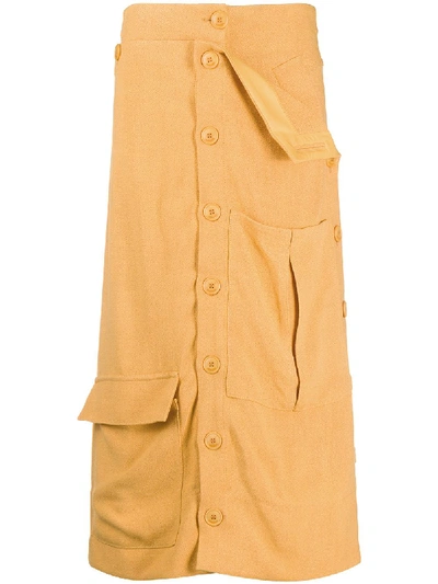 Jacquemus Button-up Midi Skirt In Orange