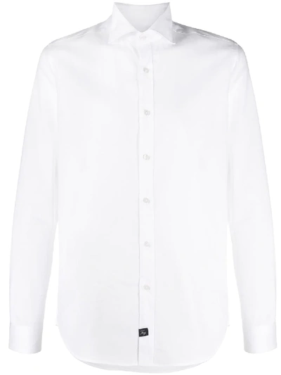 Fay Spread-collar Long-sleeve Shirt In White