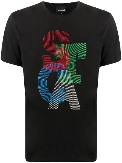 Just Cavalli Short Sleeve Graphic Print T-shirt In Black