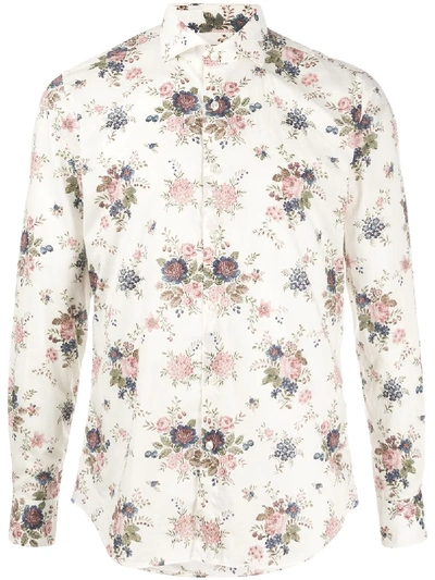 Xacus Floral Print Shirt In White