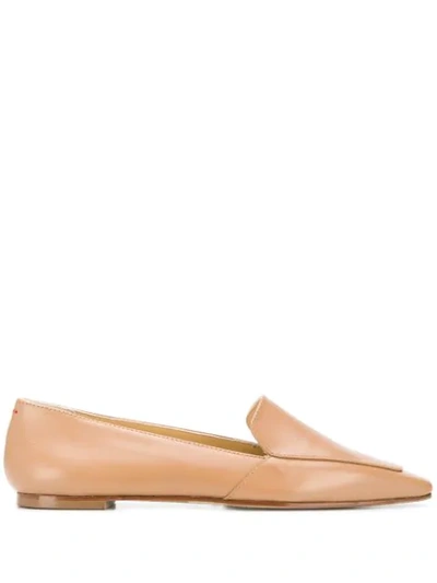 Aeyde Aurora Flat Leather Loafers In Beige
