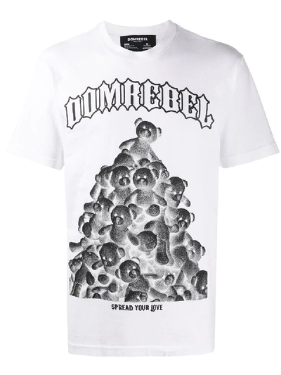 Domrebel Pile Box Bear Print T-shirt In White