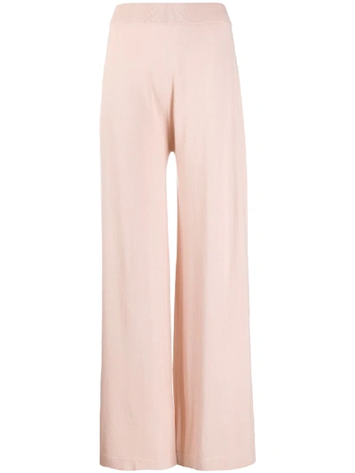 Agnona Knitted High-waisted Trousers In Pink