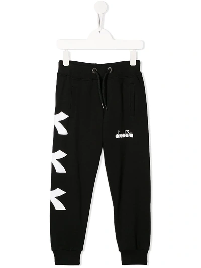 Diadora Junior Kids' Drawstring Logo Track Trousers In Black