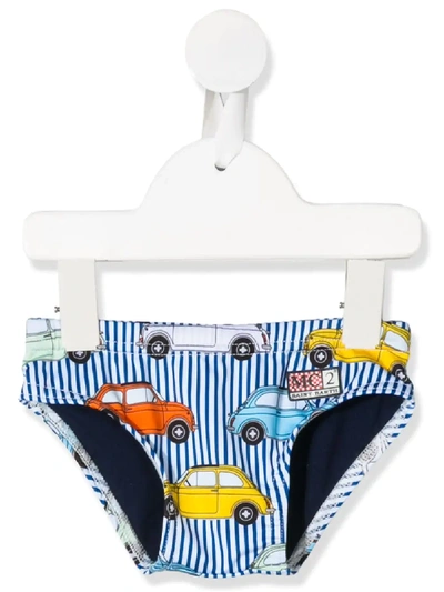 Mc2 Saint Barth Babies' Fiat© 500 Print Swimming Trunks In Blue