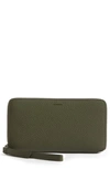 Allsaints Fetch Leather Phone Wristlet In Khaki Green
