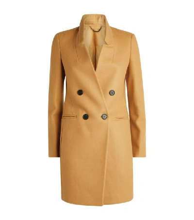 Allsaints Adrea Double-breasted Coat In Camel Brown