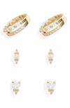 NORDSTROM SET OF 3 CUBIC ZIRCONIA EAR CUFFS & STUD EARRINGS,NOMOC100FA19