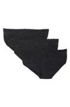 Natori Bliss Perfection 3-pack Bikini Briefs In Black