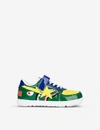 A BATHING APE LOGO-PRINT LEATHER LOW-TOP TRAINERS 4-8 YEARS,R00012015