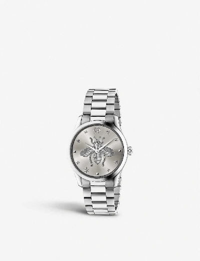 Gucci “g Timeless Tone On Tone Bee”腕表 In Silver