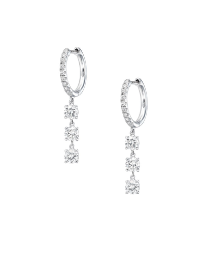 Anita Ko 18k White Gold Diamond Drop Huggie Hoop Earrings In Silver