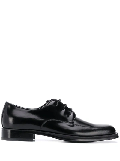 Versace Square Toe Lace-up Shoes In Black