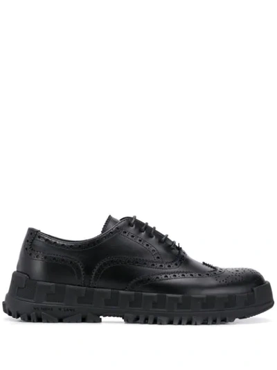 Versace Chunky Sole Oxford Shoes In Black