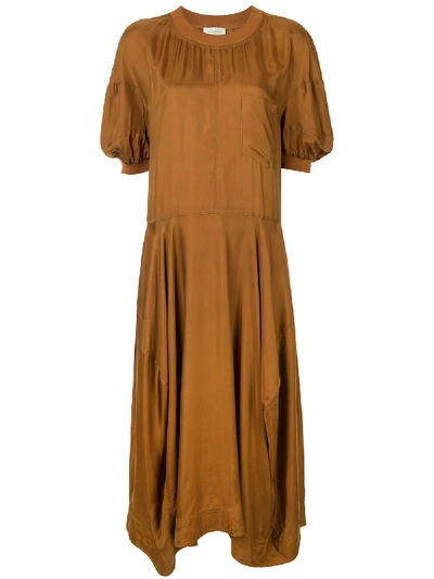 Lee Mathews Rommie Asymmetric Hem Dress In Brown