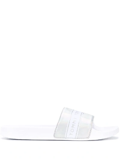 Tommy Hilfiger Iridescent Logo Slides In White