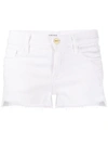 Frame Le Super High Raw Fray Shorts Au Natural Clean In White