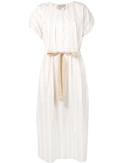 Lee Mathews Elka Striped Cotton Dress In Neutrals