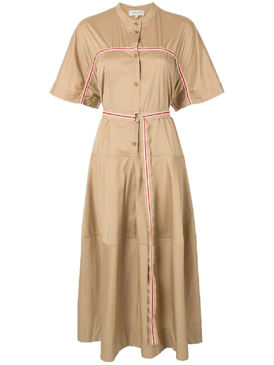 Lee Mathews Alice Stripe Tape Dress In Brown