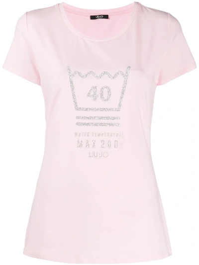 Liu •jo Glitter Print T-shirt In Pink