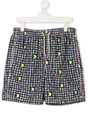 Mc2 Saint Barth Teen Pacman Print Drawstring Swim Shorts In Blue