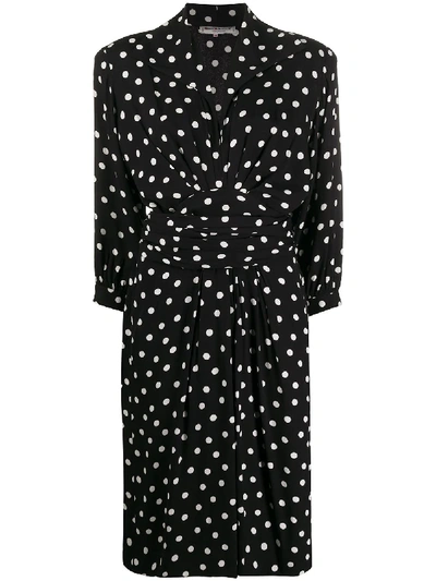 Pre-owned Saint Laurent 1980s Polka Dot Shirt Dress In Black