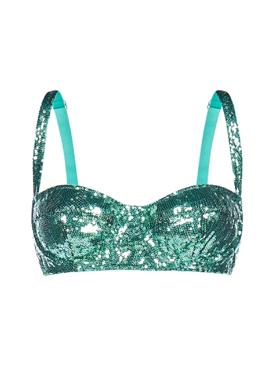 Dolce & Gabbana Sequinned Bra Top In Verde Brillante