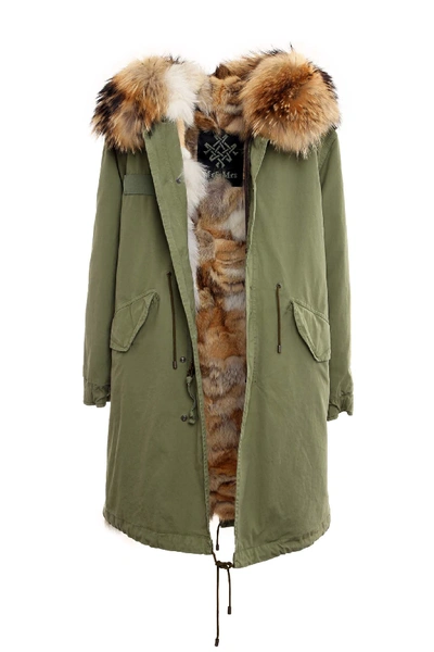 Mr & Mrs Italy Jazzy Parka With Natural Coyote Fur For Woman In Army / Natural / Natural