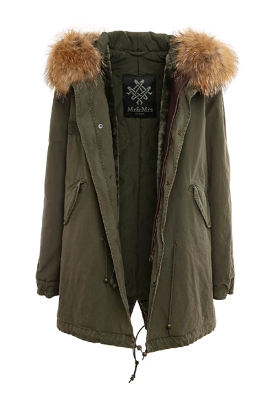 Mr & Mrs Italy London Green Parka Midi In London Green / London Green/dark Green / Natural