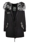 MR & MRS ITALY BLACK PARKA A-LINE WITH BEADS EMBROIDERIES,11389925