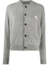 Acne Studios Keve Face Patch Wool Cardigan In Grey