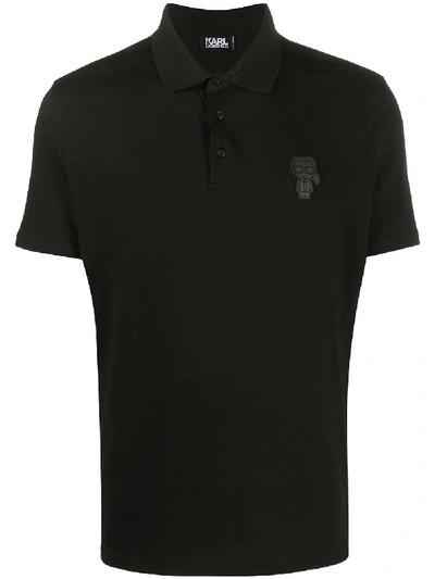 Karl Lagerfeld Karl Patch Polo Shirt In Schwarz