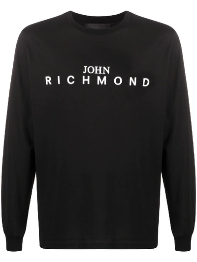 John Richmond Logo Print Longsleeved T-shirt In Black