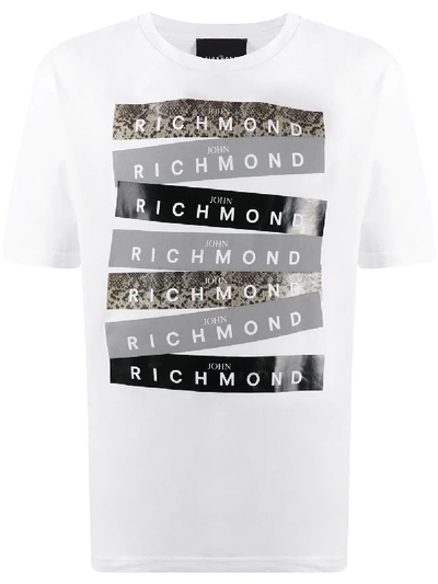 John Richmond Multi-logo Print Round Neck T-shirt In White