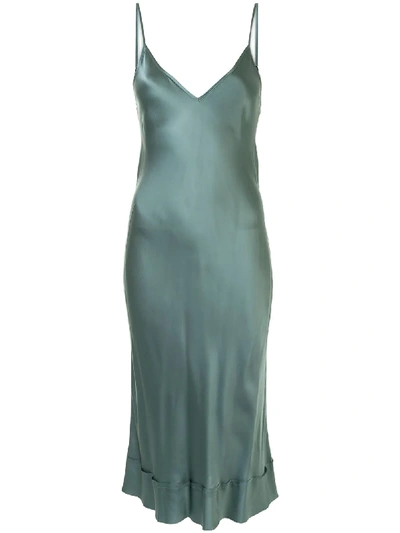 Lee Mathews Stella Satin Slip Dress In Green | ModeSens