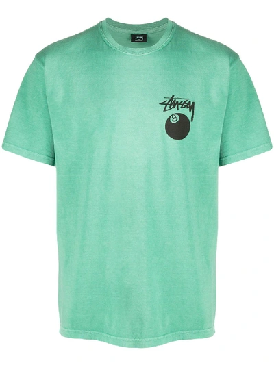 Stussy Logo Print T-shirt In Green
