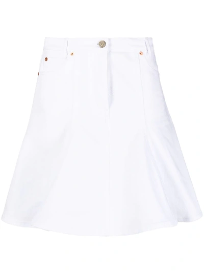 Valentino Flared Denim Skirt In White