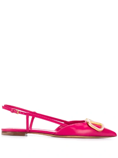 Valentino Garavani Vlogo Slingback Ballerina Shoes In Pink