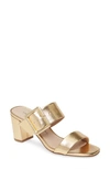 Chinese Laundry Yippy Block Heel Sandal In Gold Faux Leather