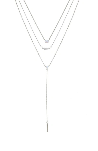 Ettika Layered Opal Lariat Women's Necklace Set Of 3 In Silver