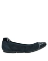 Hogan Woman Ballet Flats Slate Blue Size 5.5 Textile Fibers, Soft Leather
