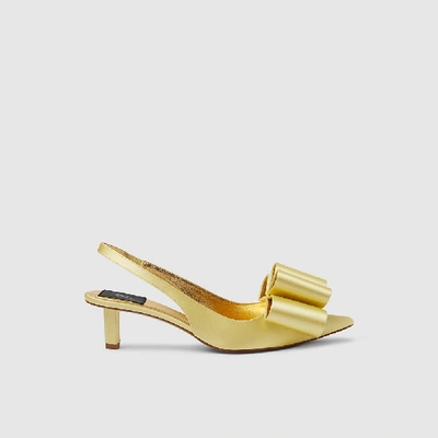 Pre-owned Marc Jacobs Yellow Slingback Satin Bow Pumps It 35