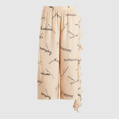 Pre-owned Natasha Zinko Cream Ruffled Printed Silk Pyjama Pants Fr 44