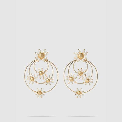 Pre-owned Rosantica Gold Daisy Pearl Flower Earrings One Size