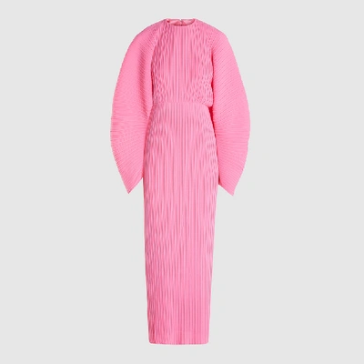 Pre-owned Solace London Pink Mirabelle Plisse Chiffon Maxi Dress Uk 8
