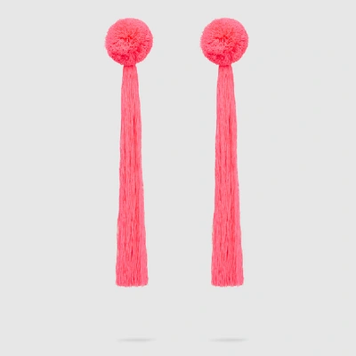 Pre-owned Yuliya Magdych Pink Long Tassel Earrings One Size