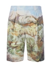 Jacquemus Costume Landscape-print Cotton Shorts In Multicolor