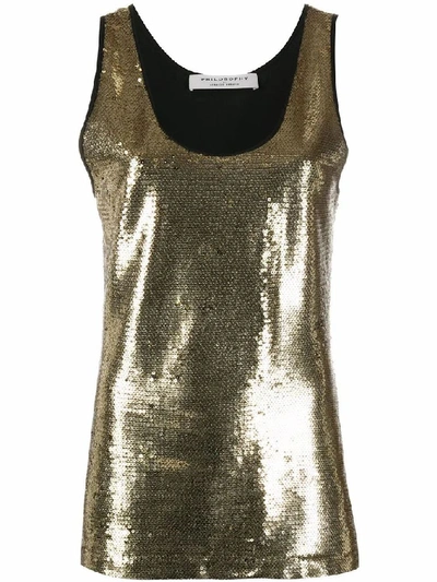 Philosophy Womens Gold Polyester Top
