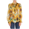 DOLCE & GABBANA DOLCE & GABBANA SUNFLOWER PRINT PUSSY BOW BLOUSE