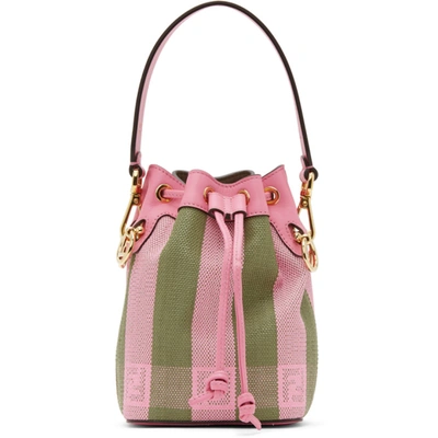 Fendi Pink & Green Raffia Mini Mon Trésor Bag